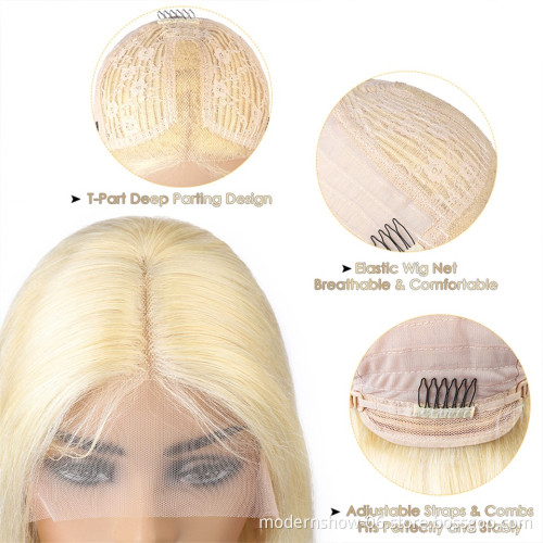 Wholesale  Cheap 613  T shape Lace  Wigs Human Hair Lace Front Brazilian  Human Hair Wigs, blonde human hair wig